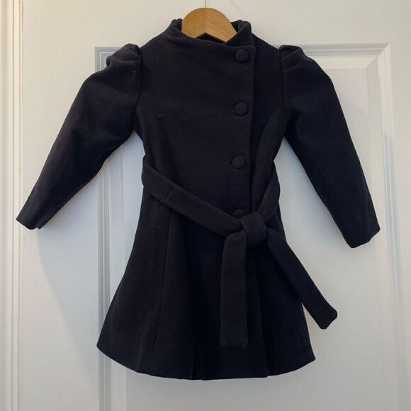 ABEL & LULA GIRLS BLUE VIRGIN WOOL BELTED COAT Size 4